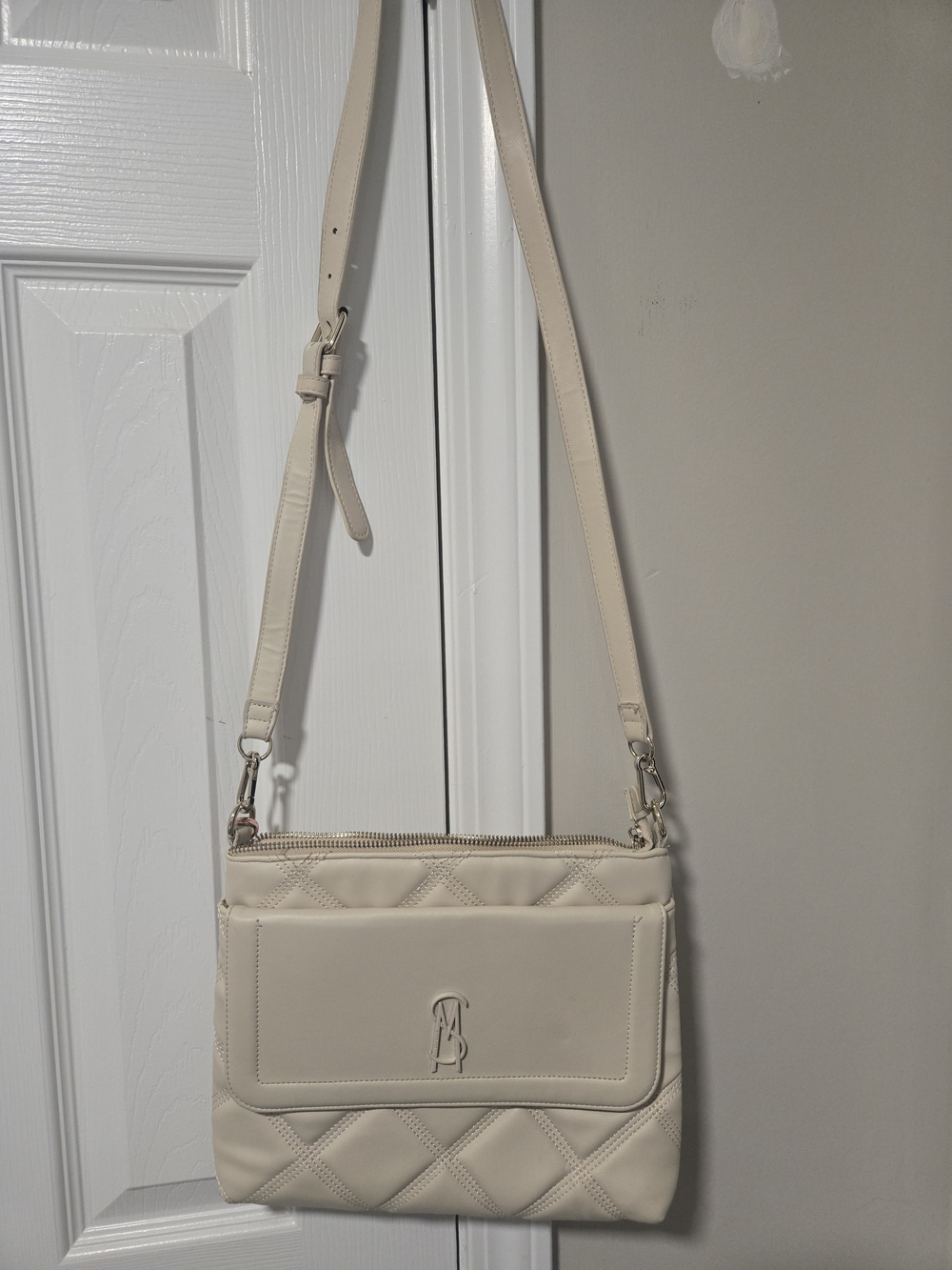 Steve Madden Cream Quilted Crossbody Shoulder Bag